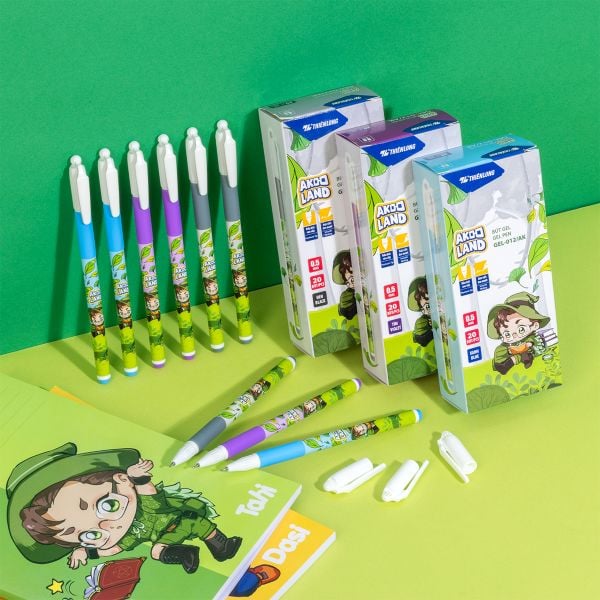 Bút gel Thiên Long GEL-012/AK - Nét viết 0.5mm êm mượt, đầu bút cao cấp, mực đều liên tục, nhân vật Akooland Tahi