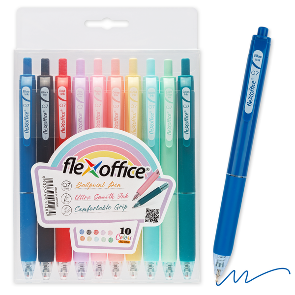 Túi 10 Bút gel B nhiều màu Thiên Long Flexoffice FO-056 - Mực tiêu chuẩn châu Âu