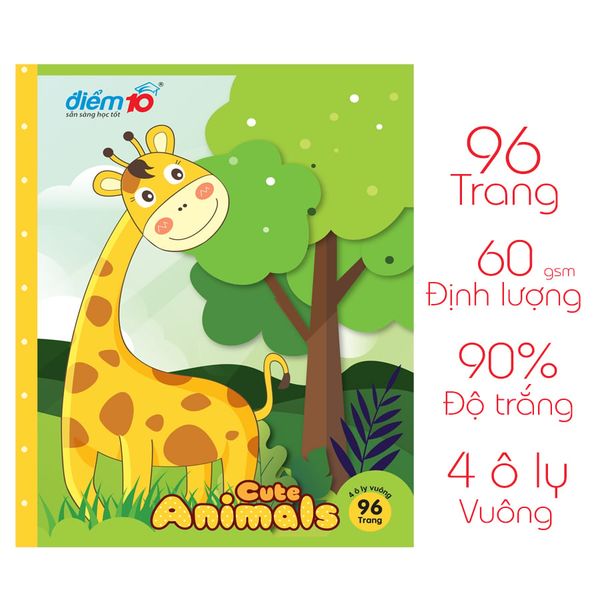 Tập học sinh 96 trang 4 ô ly vuông 60 gsm Điểm 10 TP-NB028 (hình ngẫu nhiên)