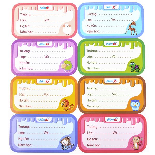 Nhãn vở Điểm 10 TP-NBL03 (8 cái/ tờ)