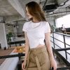 Áo Thun Crop-Top Xoắn Eo Trơn 5719