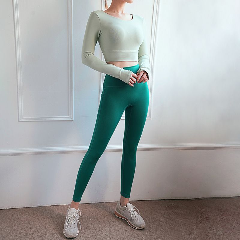 Set Áo Croptop  Tay Dài Basic & Quần Legging Thể Thao 6438 (2 Màu)