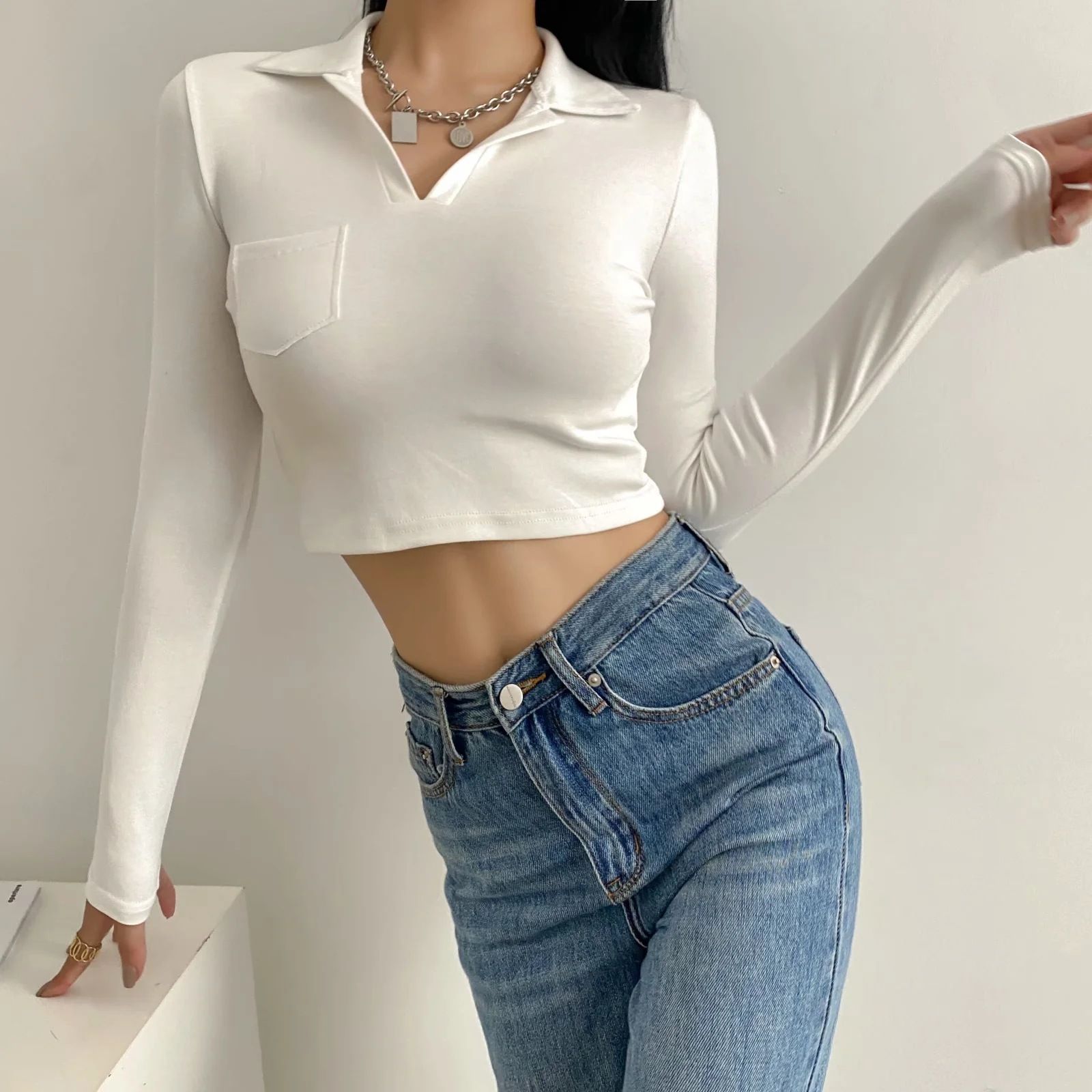 Áo Polo Croptop Tay Dài 6567 (3 Màu)