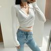 Áo Croptop Tay Dài Vạt Chéo 6578 (4 Màu)