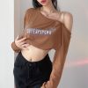 Áo Croptop Tay Dài Bất Đối Xứng 6608