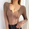 Áo Bodysuit Tay Dài Cổ Sâu 6619 (4 Màu)