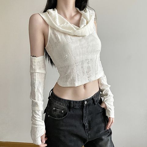  Áo Croptop Tay Rời Có Mũ 7206 