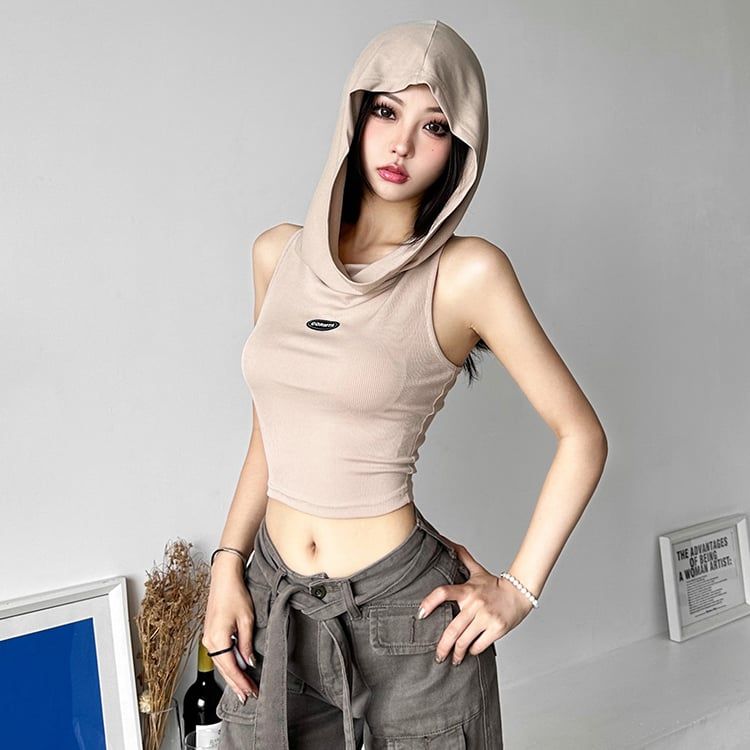 Áo Croptop Tay Rời Có Mũ 7207