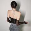 Áo Bodysuit Cổ Yếm Bao Tay Rời 7291