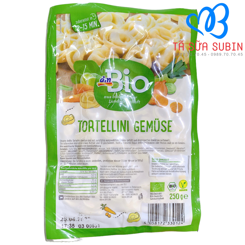 Hoành Thánh DM Bio Đức 250gr Nhân Rau Củ