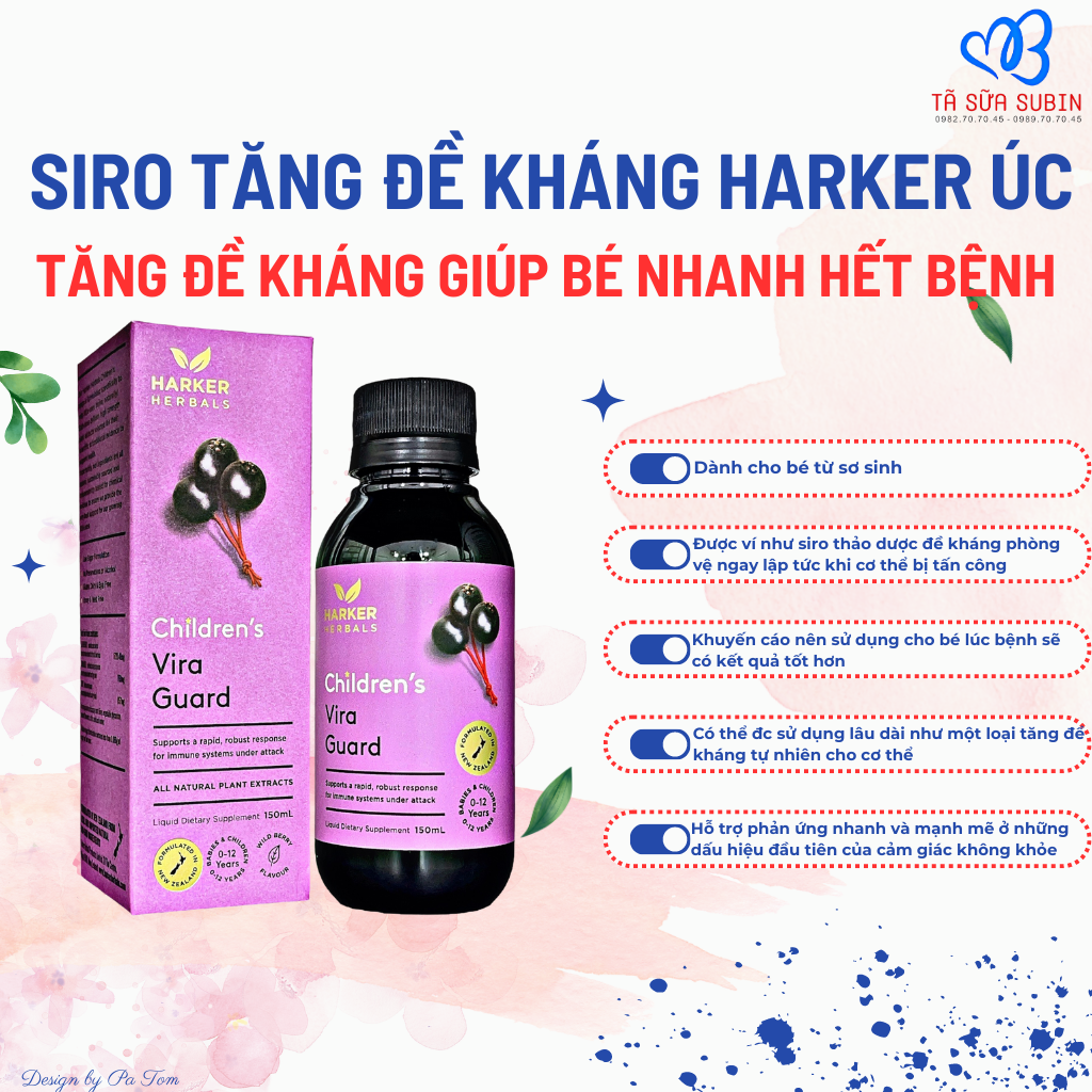 Siro Tăng Đề Kháng Harker Herbals Children's Vira Guard Harker New Zealand 150ml