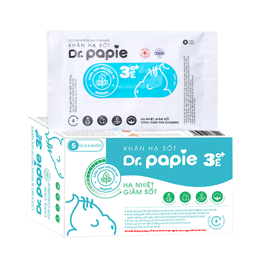 Khăn lau hạ sốt Dr.Papie 3m+ (25 khăn)