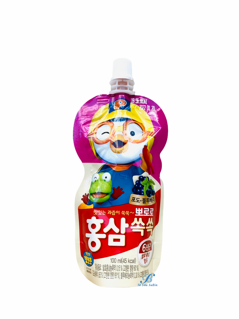 Nước Hồng Sâm Pororo Hàn Quốc 100ml Vị Nho