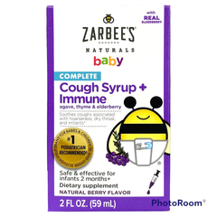 Siro Ho Và Tăng Đề Kháng Zarbee Baby Cough Syrup + Immune Mỹ 59ml Cho Bé Từ 2 Tháng