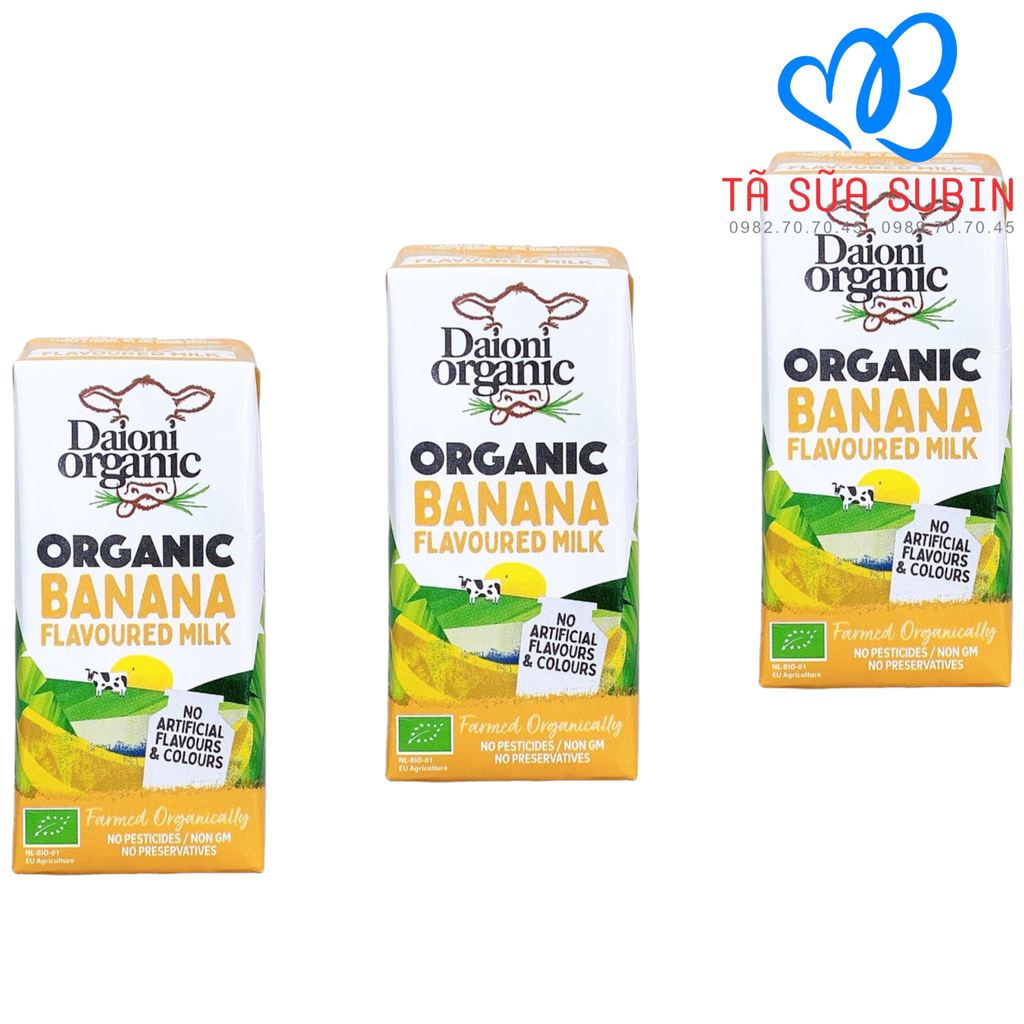 Lốc 3 Hộp Sữa Tươi Daioni Organic 200ml Vị Chuối