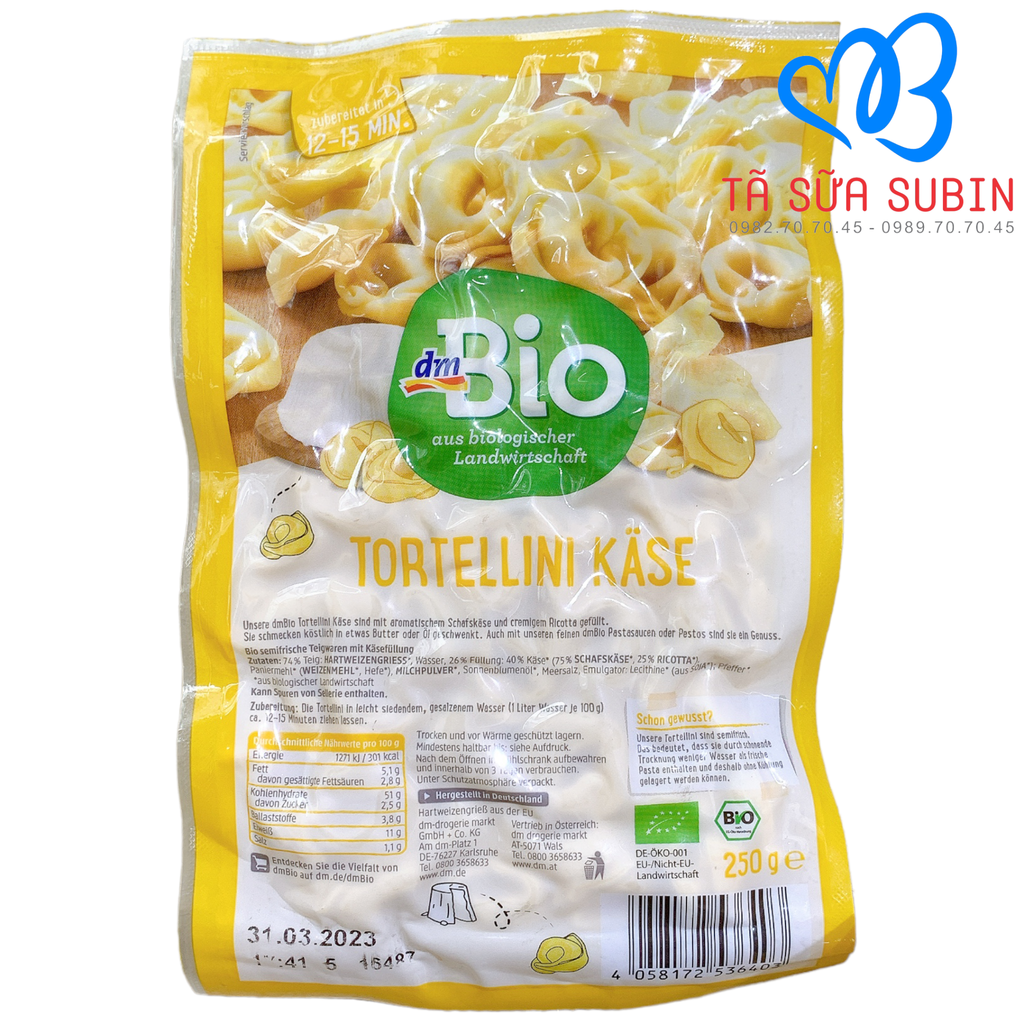 Hoành Thánh DM Bio Đức 250gr Nhân Phô Mai