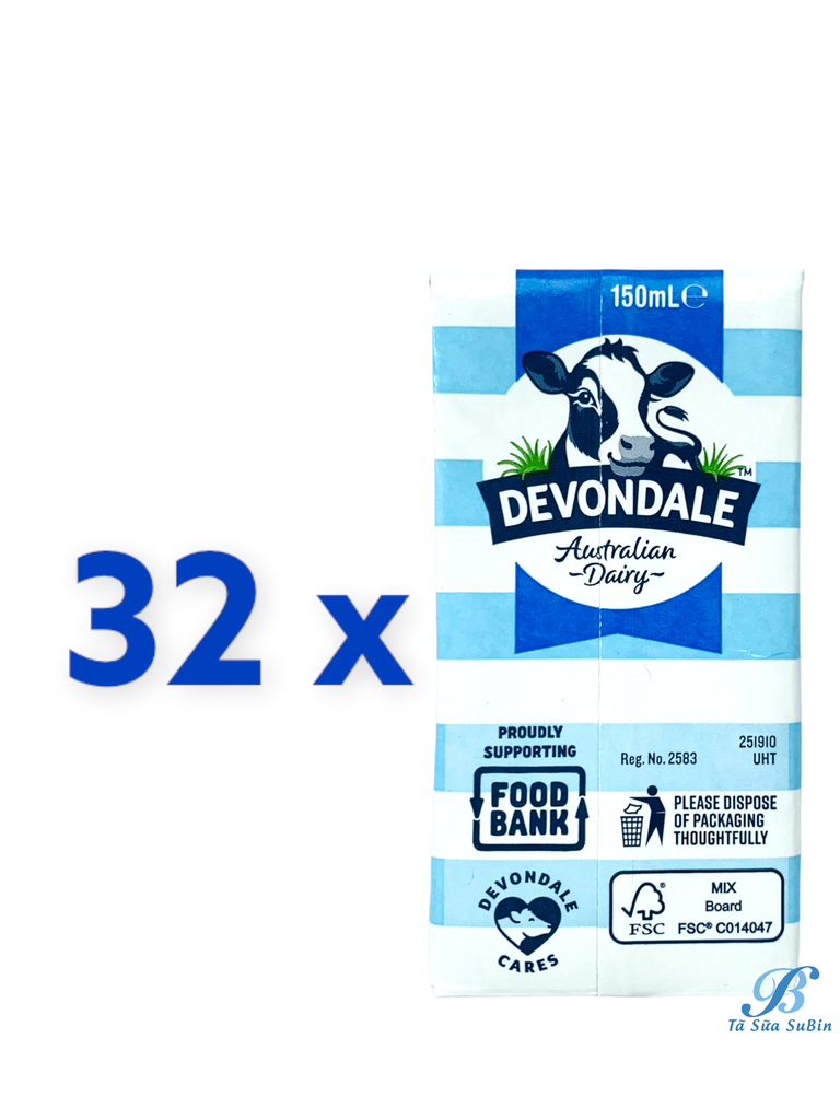 Thùng 32 hộp Sữa Devondale nước nguyên kem Full Cream Úc150ml