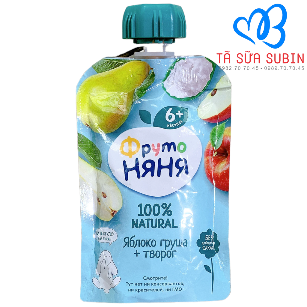 Trái Cây Nghiền Fruto Nga 90gr Vị Táo Lê 6Tháng