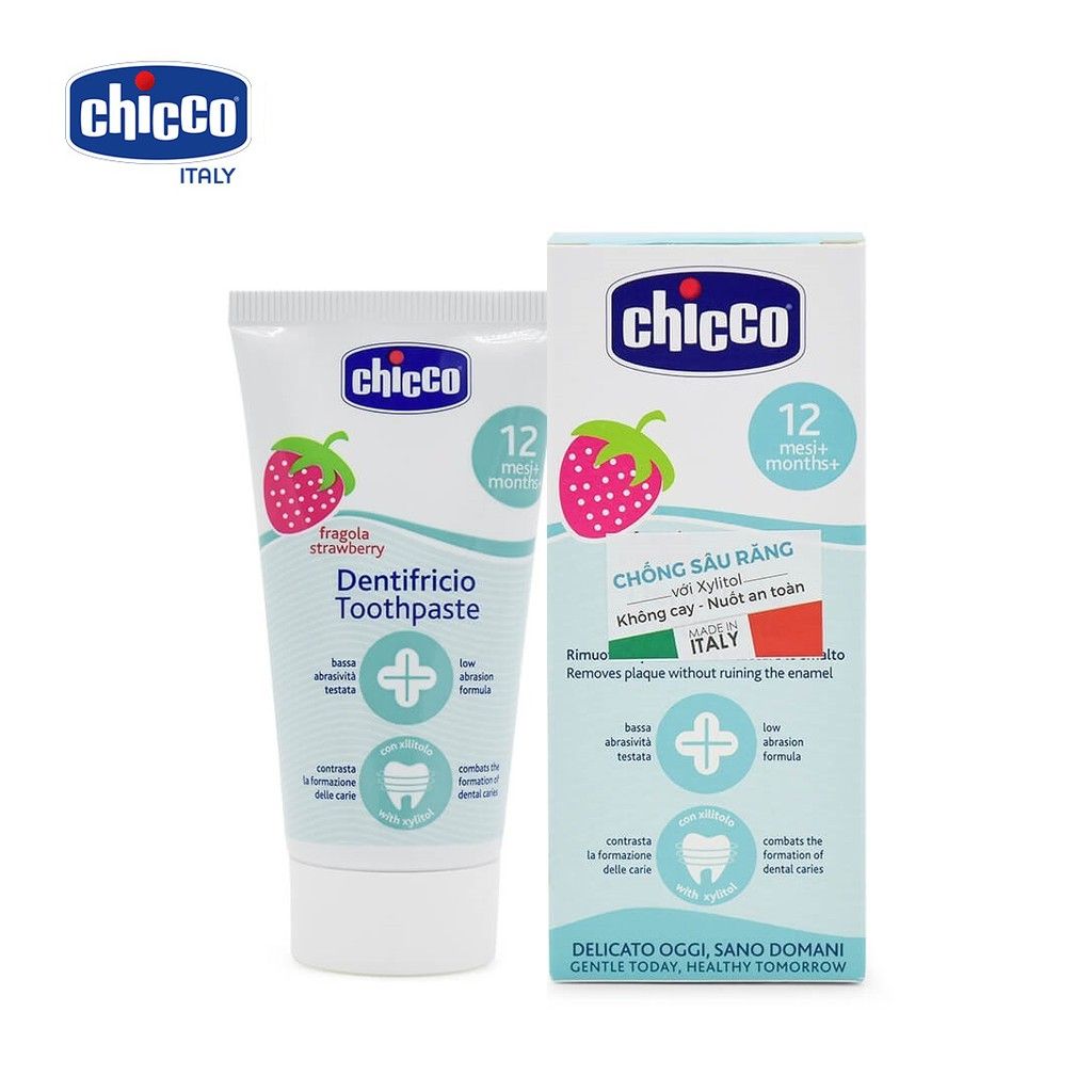 Kem đánh răng chicco vị dâu cho bé từ 12  tháng