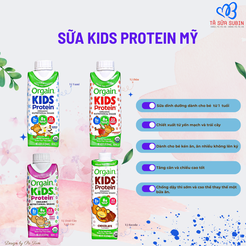 Sữa Orgain Kids Protein Organic Mỹ 237ml Vị Socola