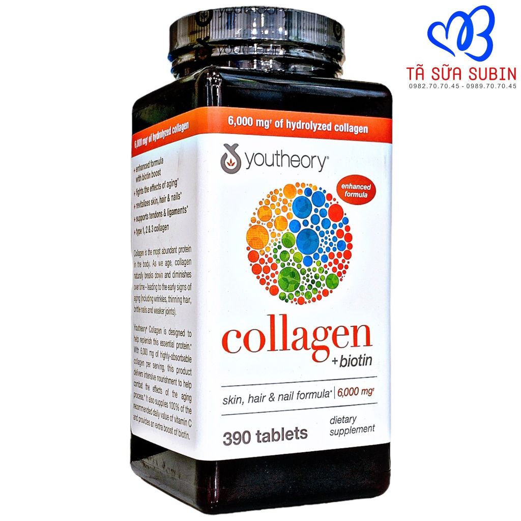 Viên uống Collagen Youtheory + Biotin Mỹ 390 viên