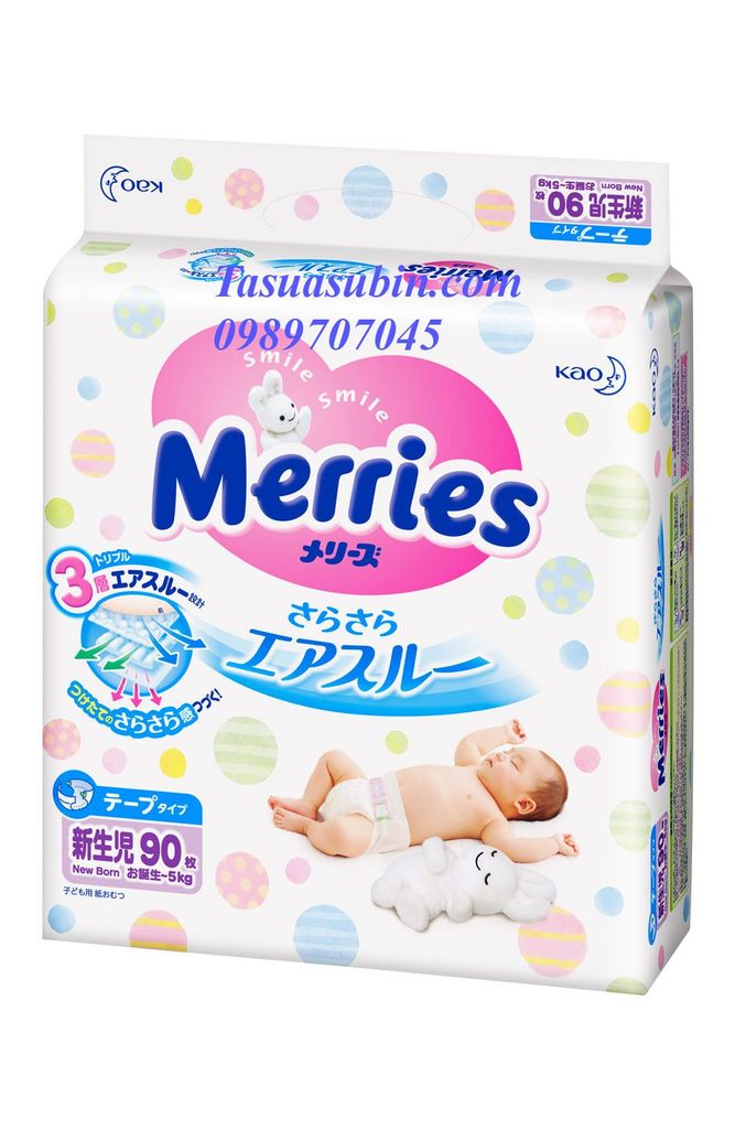 Tã Merries Hàng Nội Địa Nhật Size Newborn NB90 Cho Bé Sơ Sinh