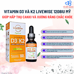 Vitamin D3 và K2 LiveWise Peppermint Mỹ 30ml (1208iu+25mcg)