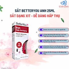 Sắt BetterYou Iron Daily Oral Spray Anh 25ml Dạng Xịt (1 tuổi)