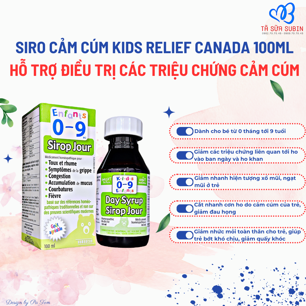 Siro Cảm Cúm Kids Relief Canada 100ml (0-9 Tuổi)