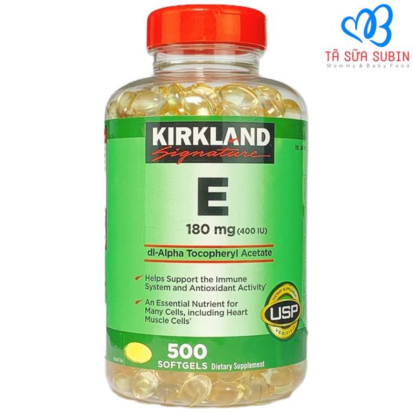 Vitamin E Kirkland 180mg Mỹ 500 Viên Nắp Đỏ Tã Sữa SuBin