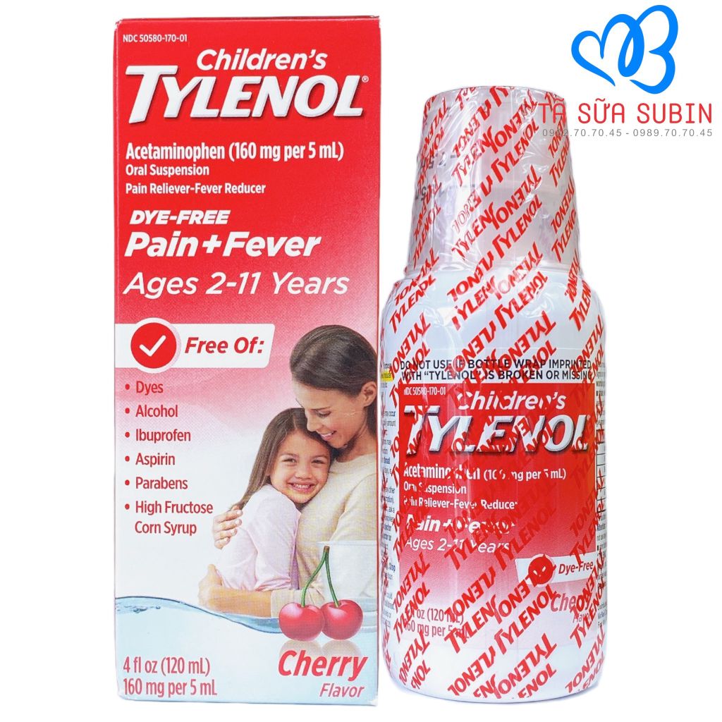 Siro Giảm Đau Hạ Sốt Tylenol Pain+Fever Mỹ 120ml Cho Bé Từ 2-11 Tuổi