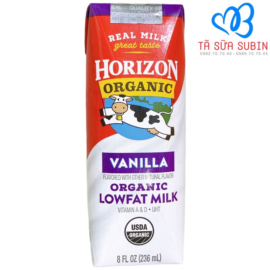 Sữa Tươi Horizon Organic Lowfat Milk Mỹ 236ml Vị Vani