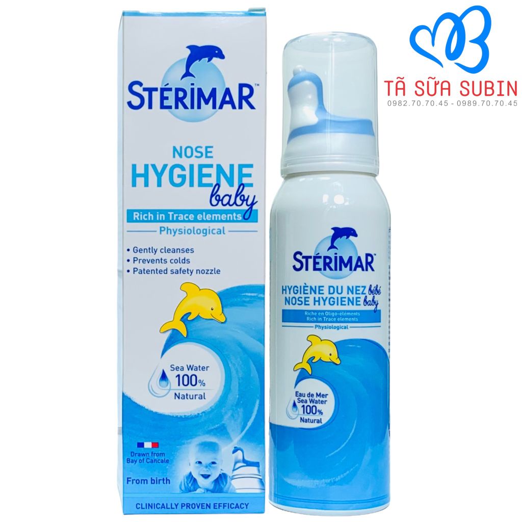 Xịt Muối Biển Thường Cá Heo Sterimar Pháp Dành Cho Bé 0 - 3 Tuổi (100ml)