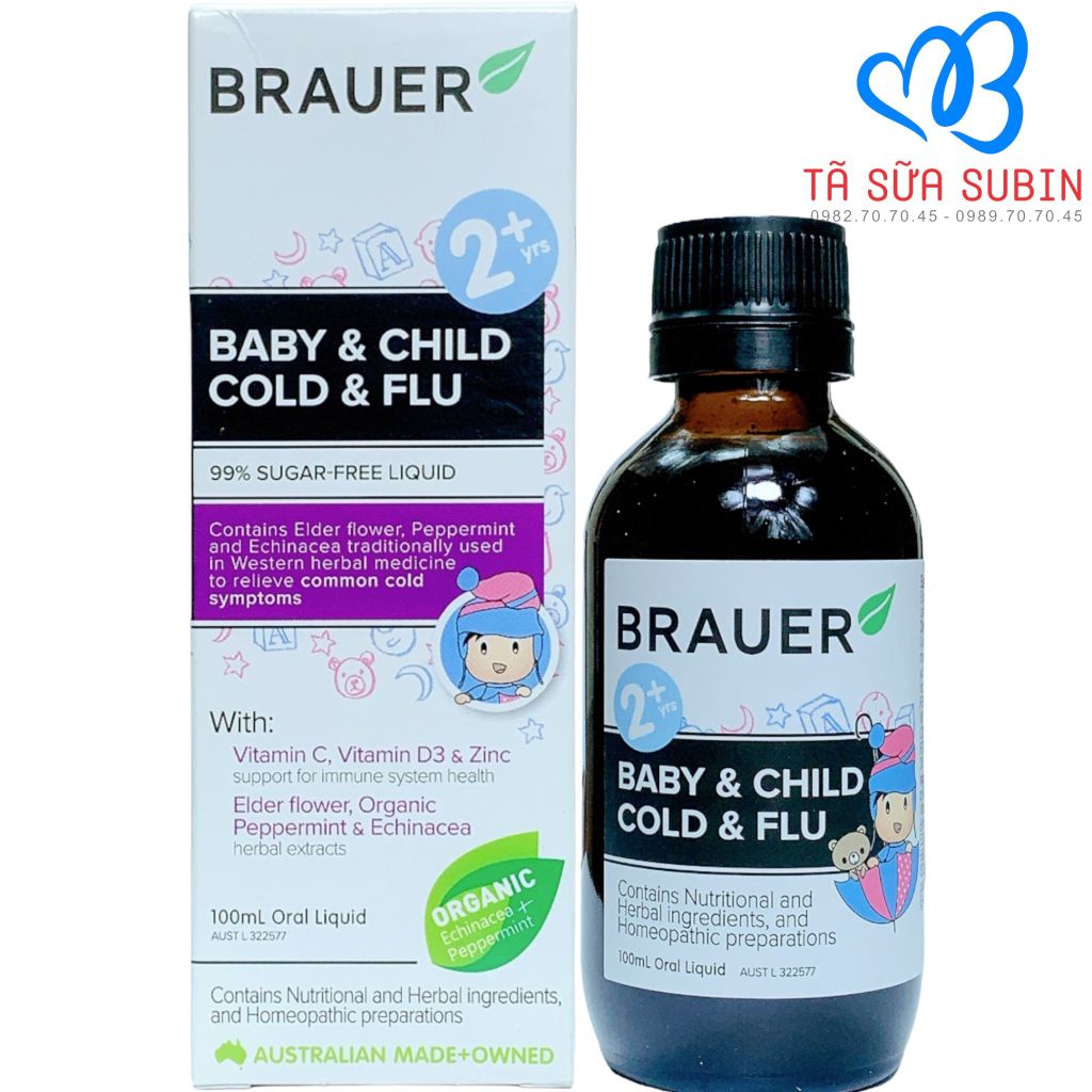 Siro Cảm Cúm Brauer  Baby & Child Cold And Flu Úc 100ml Cho Bé Từ  2 Tuổi
