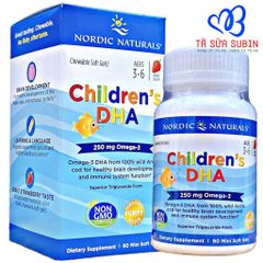 Viên Nhai Bổ Sung DHA Children's DHA Omega3 225mg Nordic Naturals Mỹ  90 Viên