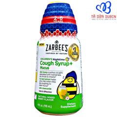 Siro Ho Đờm Đêm Zarbee’s Children’s Cough Syrup + Mucus Mỹ 118ml Cho Bé Từ 2-6 Tuổi