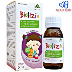 Kẽm Biolizin Tăng Đề Kháng Và Biếng Ăn Tây Ban Nha 50ml Cho Bé Từ 3 Tháng