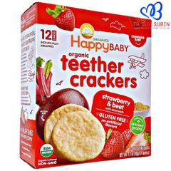 Bánh Gạo Happy Baby Organic Mỹ 48gr Vị Dâu và Củ Dền Cho Bé Từ 8 Tháng