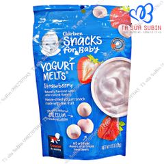 Sữa Chua Khô Gerber Yogurt Melts Mỹ 28gr Vị Dâu Bé 8 Tháng