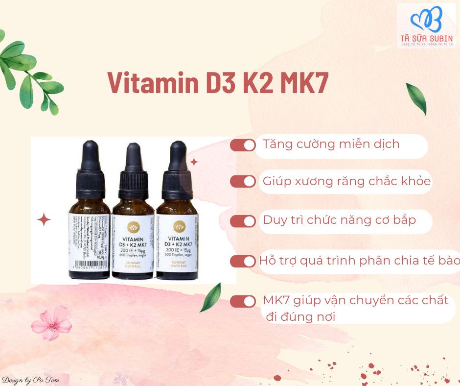 Vitamin D3 K2 MK7 Đức 20ml cho bé từ sơ sinh