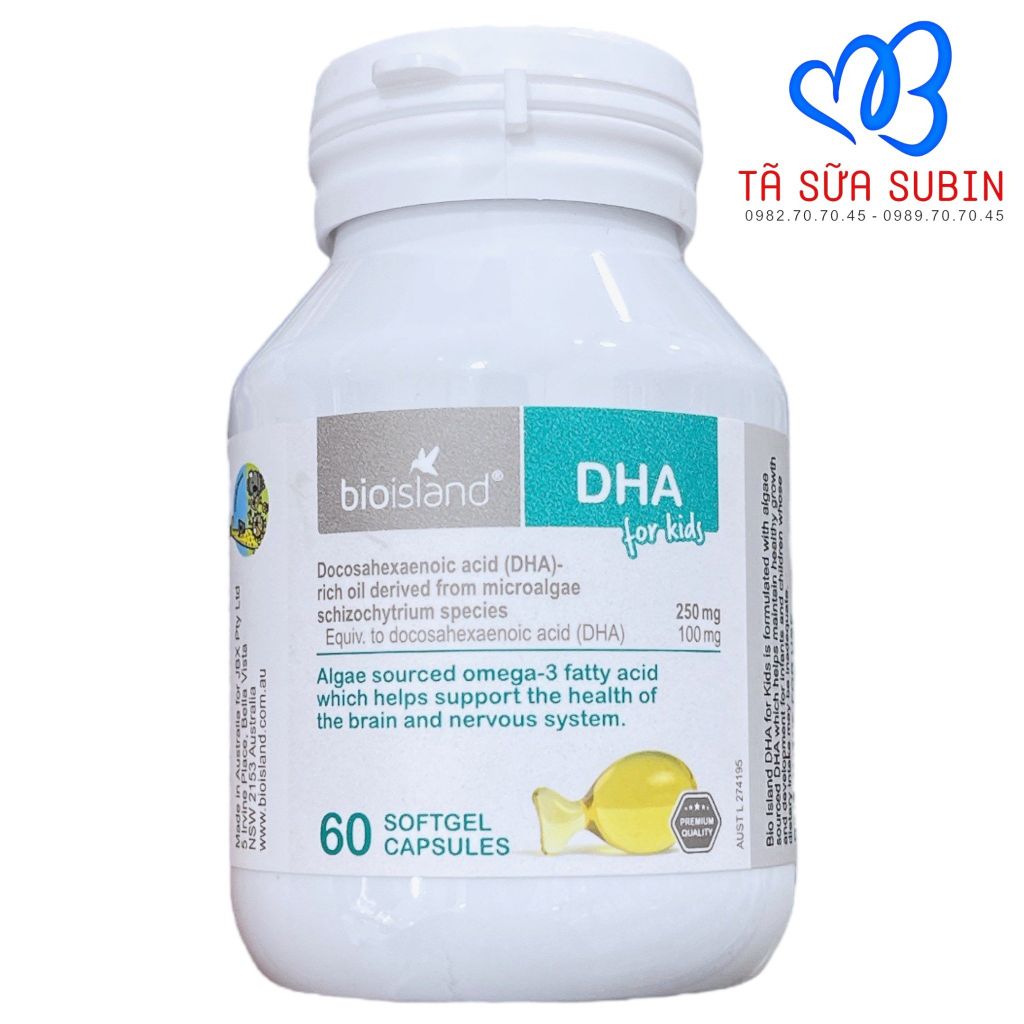 Viên Uống DHA Bio island Úc 60 Viên Cho Bé Từ 7 Tháng