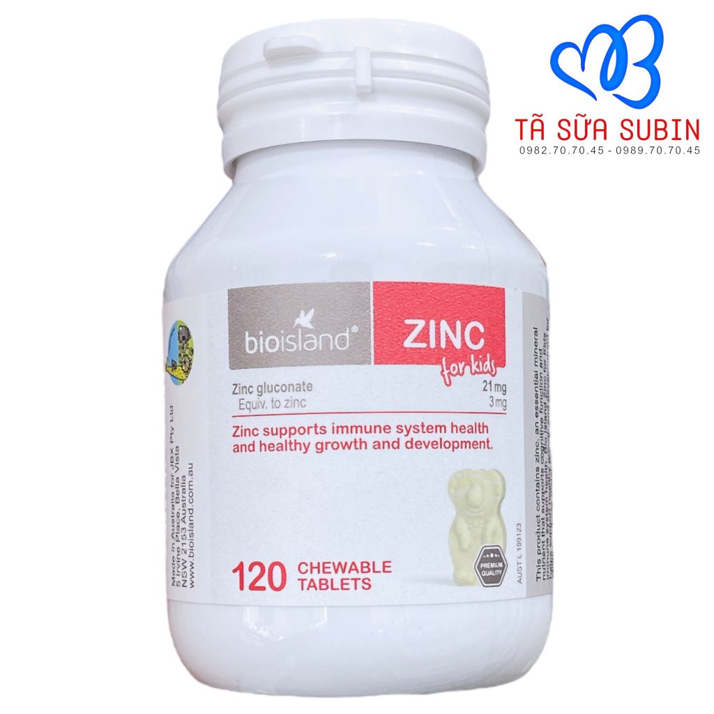 Viên Kẽm Bio island Zinc Úc 120 viên Cho Bé Từ 1 Tuổi