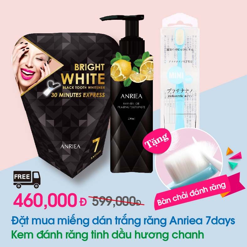 1 hộp 7days + 1 kem đánh răng hương chanh - TẶNG 1 bàn chải đánh răng