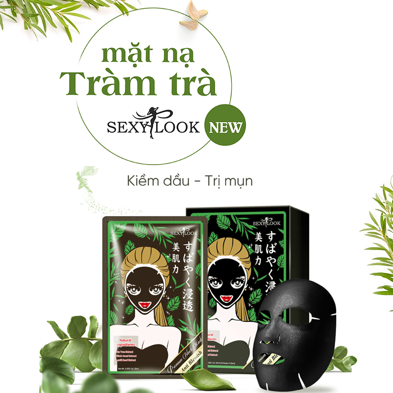 Mặt Nạ Tràm Trà Kiểm Soát Dầu và Mụn SEXYLOOK - Hộp 20 Miếng