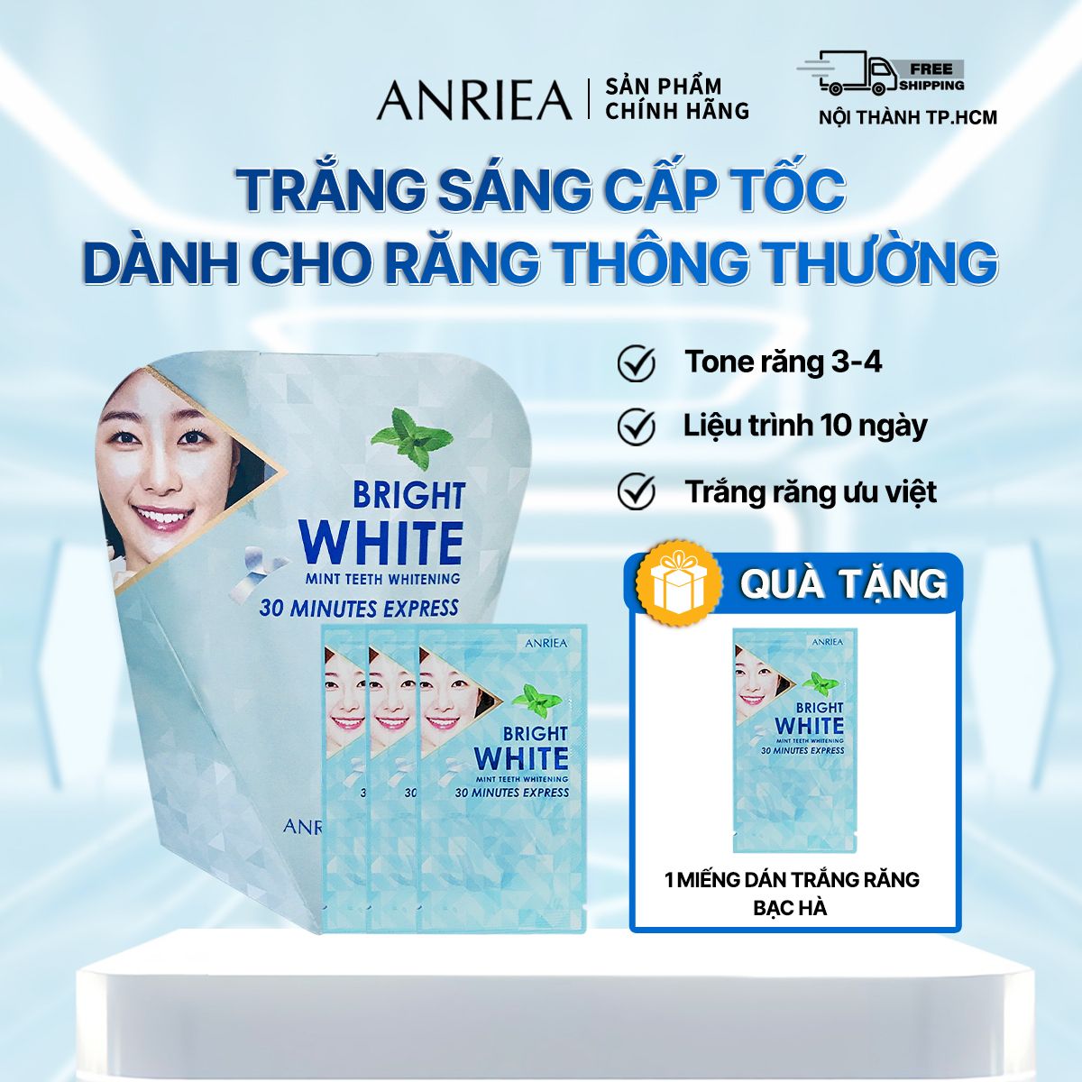 Liệu Trình 10 Ngày Miếng Dán Trắng Răng Bạc Hà TẶNG 1 Miếng Dán Trắng Răng