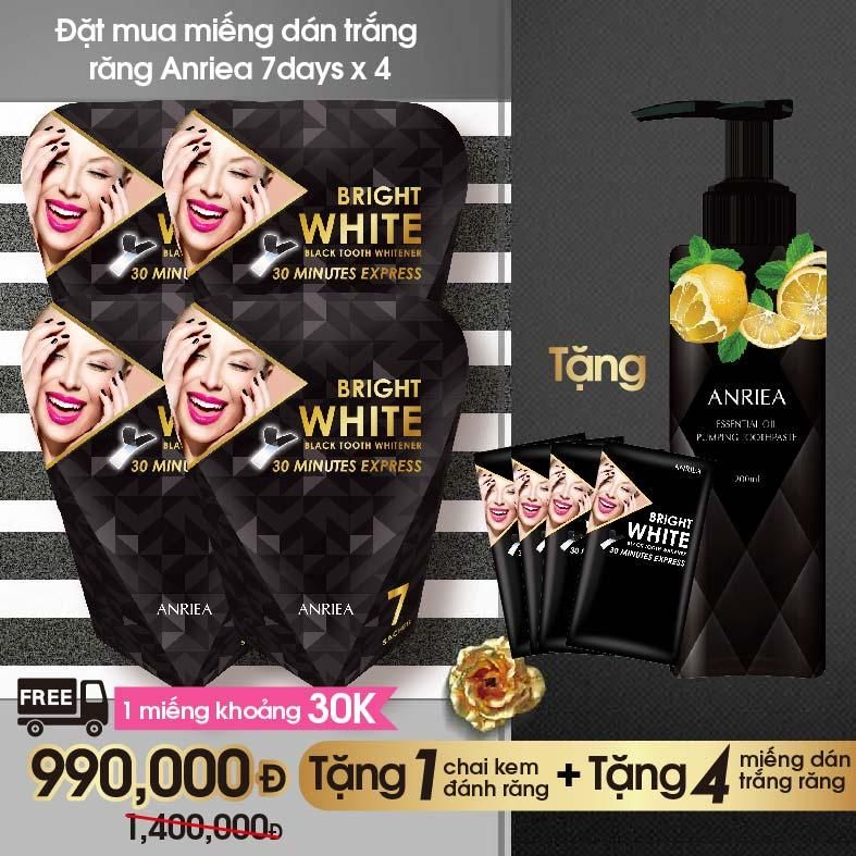 hộp 7days * 4 - TẶNG 1 chai kem đánh răng + 4 miếng dán trắng răng