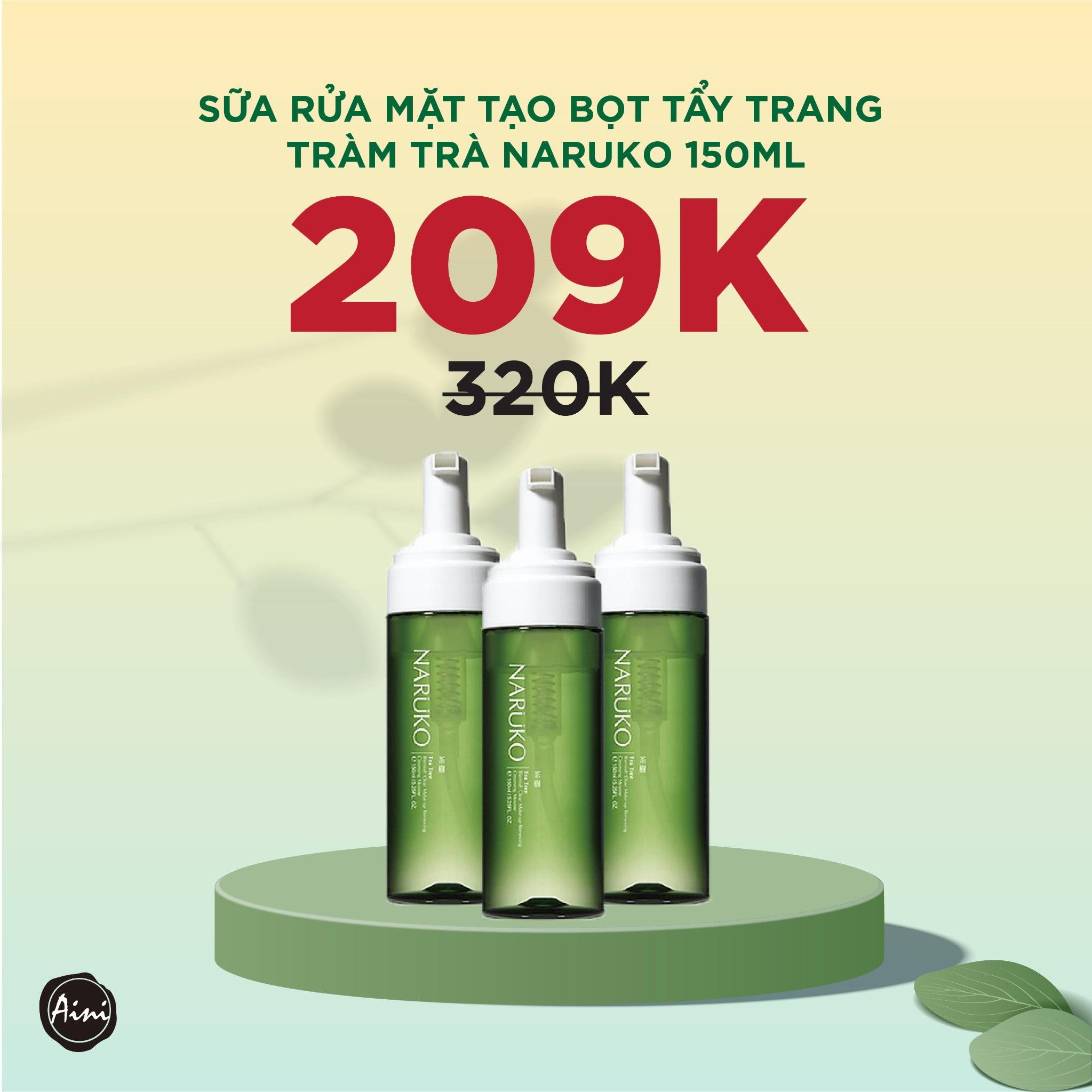 Sữa Rửa Mặt Tạo Bọt Tẩy Trang Tràm Trà NARUKO 150mL