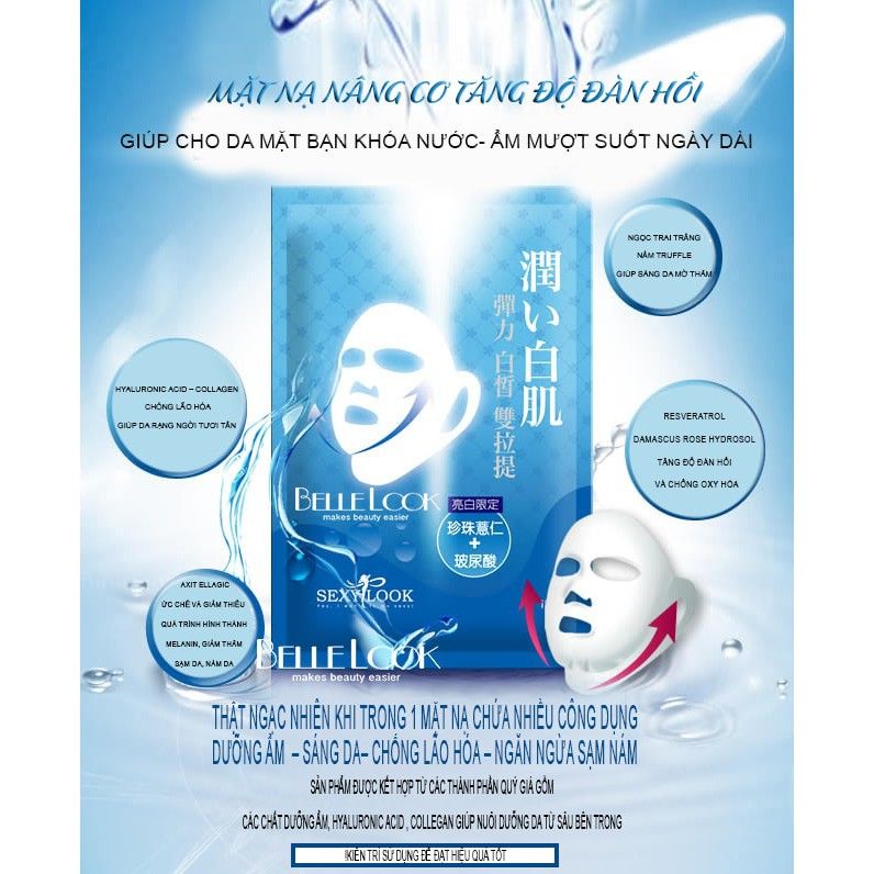 Mặt Nạ Nâng Cơ 360 Sáng Da SEXYLOOK Ngọc Trai Trắng - Hộp 10 Miếng