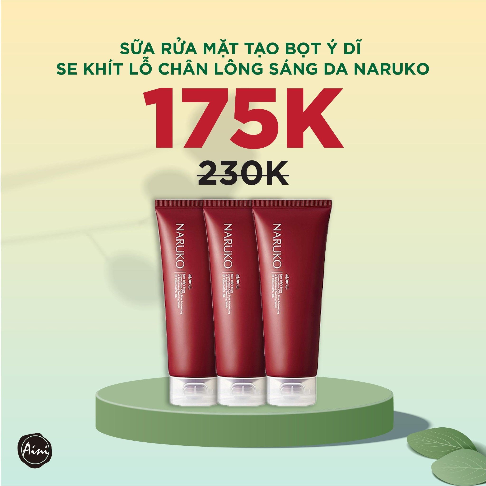 Sữa Rửa Mặt Tạo Bọt Ý Dĩ Se Lỗ Chân Lông và Làm Sáng Da NARUKO 120g