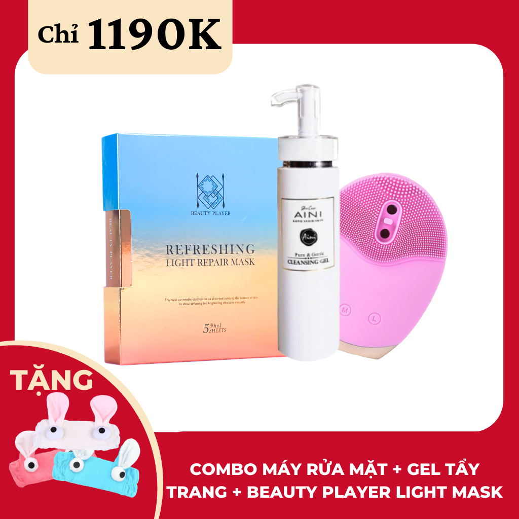 Combo ưu đãi: Máy rửa mặt + Gel tẩy trang + Beauty Player Light Mask